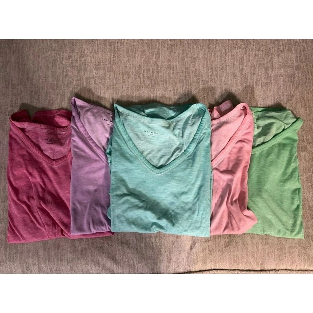 Lane Bryant 18/20 short sleeve V-Neck tee shirt with Ruched sides -lot of 5